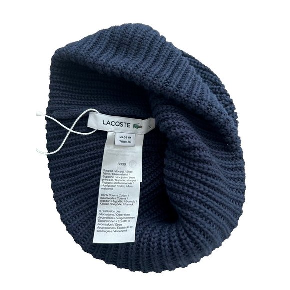 Lacoste Boys Kids Toddler Big Croc Cuff Beanie Navy - Picture 2 of 2